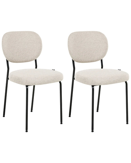 Set of 2 Dining Chairs Light Beige Fabric Upholstery Armless Design Easy Clean Minimalistic Scandinavian Beliani