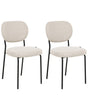 Set of 2 Dining Chairs Light Beige Fabric Upholstery Armless Design Easy Clean Minimalistic Scandinavian Beliani