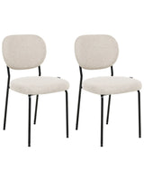 Set of 2 Dining Chairs Light Beige Fabric Upholstery Armless Design Easy Clean Minimalistic Scandinavian Beliani