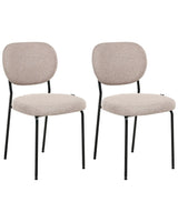Set of 2 Dining Chairs Light Brown Fabric Upholstery Armless Design Easy Clean Minimalistic Scandinavian Beliani