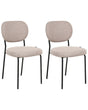 Set of 2 Dining Chairs Light Brown Fabric Upholstery Armless Design Easy Clean Minimalistic Scandinavian Beliani