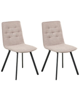 Set of 2 Dining Chairs Light Brown Fabric Upholstery Armless Design Easy Clean Minimalistic Scandinavian Beliani