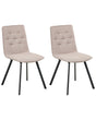 Set of 2 Dining Chairs Light Brown Fabric Upholstery Armless Design Easy Clean Minimalistic Scandinavian Beliani