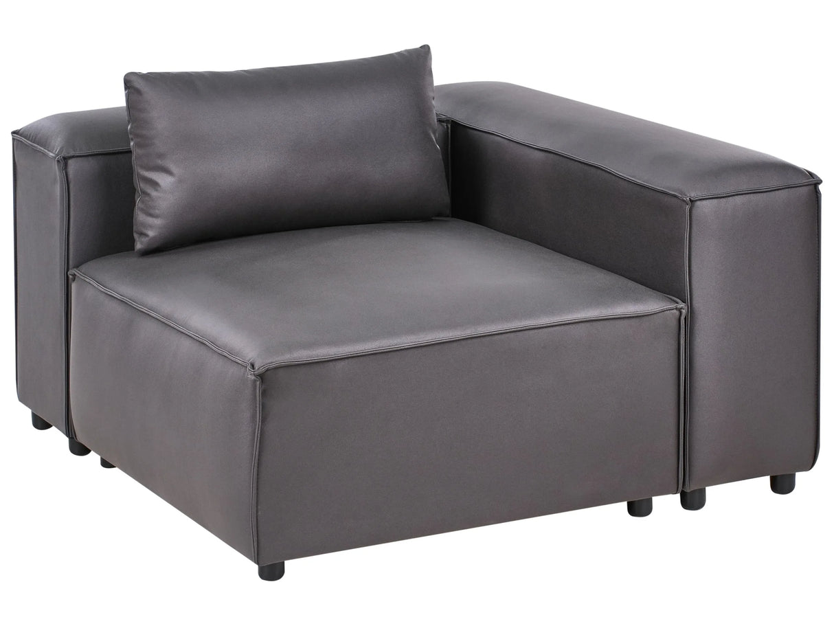 Corner 1-Seat Black Faux Leather Upholstered Modul Section Beliani