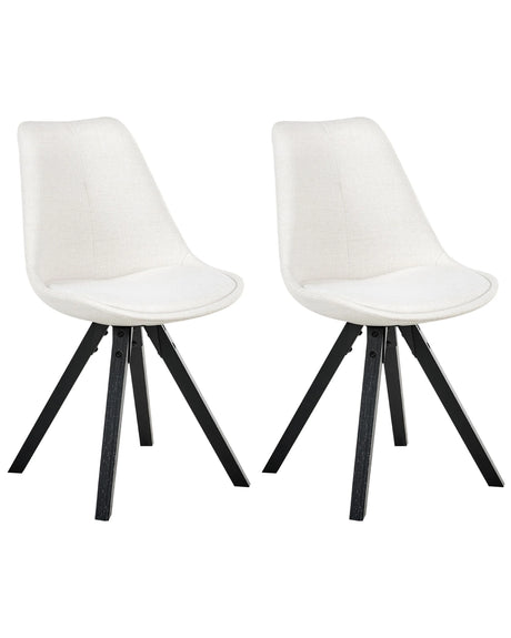 Set of 2 Dining Chairs Light Beige Fabric Upholstery Armless Design Minimalistic Scandinavian Beliani