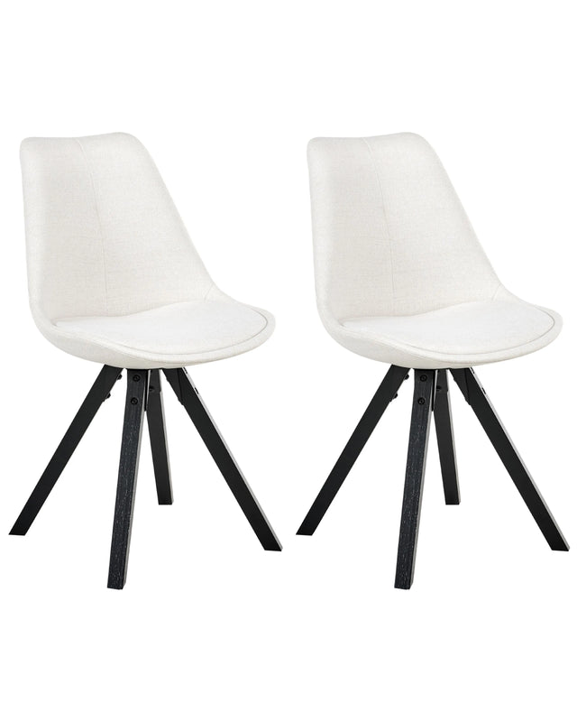 Set of 2 Dining Chairs Light Beige Fabric Upholstery Armless Design Minimalistic Scandinavian Beliani