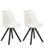 Set of 2 Dining Chairs Light Beige Fabric Upholstery Armless Design Minimalistic Scandinavian Beliani