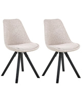 Set of 2 Dining Chairs Light Brown Fabric Upholstery Armless Design Minimalistic Scandinavian Beliani