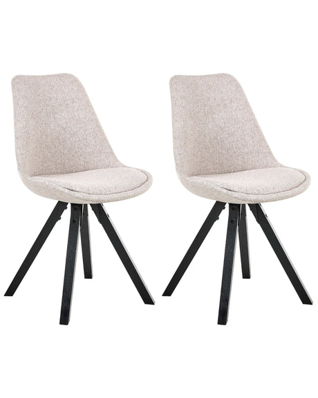 Set of 2 Dining Chairs Light Brown Fabric Upholstery Armless Design Minimalistic Scandinavian Beliani
