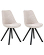 Set of 2 Dining Chairs Light Brown Fabric Upholstery Armless Design Minimalistic Scandinavian Beliani