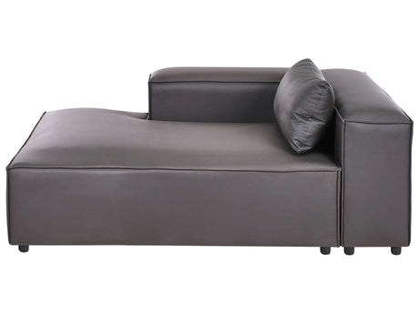 Right Hand Chaise Lounge Black Vegan Eco Leather Modern Living Room Beliani