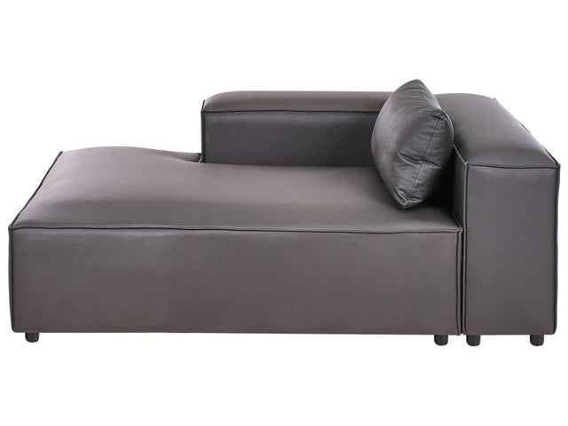Right Hand Chaise Lounge Black Vegan Eco Leather Modern Living Room Beliani