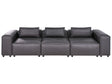 3 Seater Modular Sofa Black Faux Leather Modern Couch Living Room Beliani