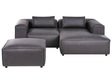 Left Hand Modular Sofa Black Faux Leather 3 Seater Corner Sofa with Ottoman Modern Minimalistic Living Room Beliani