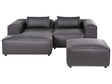 Right Hand Modular Sofa Black Faux Leather 2 Seater Corner Sofa with Ottoman Modern Minimalistic Living Room Beliani