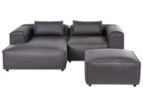Right Hand Modular Sofa Black Faux Leather 2 Seater Corner Sofa with Ottoman Modern Minimalistic Living Room Beliani