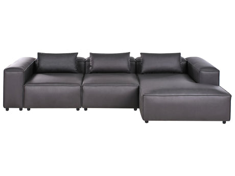 Modular Left Hand Sofa Black Faux Leather Sectional Corner Couch Modern Minimalistic Living Room Beliani