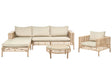 Right Hand Garden Lounge Set Beige PE Rattan 4 Seater with Cushions with Coffee Table and Armchair Beliani