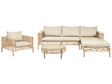 Left Hand Garden Lounge Set Beige PE Rattan 4 Seater with Cushions with Coffee Table and Armchair Beliani
