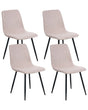 Set of 4 Dining Chairs Beige Polyester Upholstery Iron Black Legs Armless Dining Room Beliani