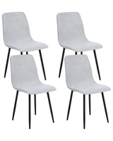 Set of 4 Dining Chairs Light Grey Polyester Upholstery Iron Black Legs Armless Dining Room Beliani