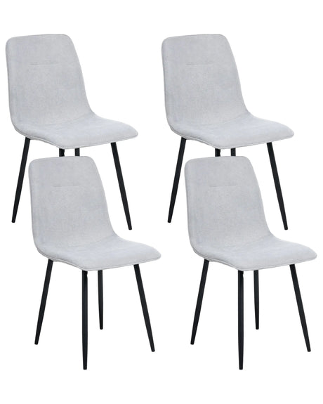 Set of 4 Dining Chairs Light Grey Polyester Upholstery Iron Black Legs Armless Dining Room Beliani