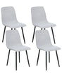 Set of 4 Dining Chairs Light Grey Polyester Upholstery Iron Black Legs Armless Dining Room Beliani