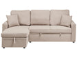 Right Hand Corner Sofa Bed Light Brown Upholstery Polyester Faux Linen Storage Pillows Modern Design Beliani