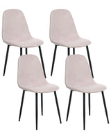 St med 4 spisebordsstole Beige Sort Polyester Jern Uden armln Moderne design Spisestue Kkken Beliani