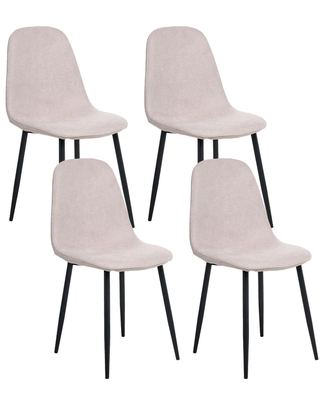 St med 4 spisebordsstole Beige Sort Polyester Jern Uden armln Moderne design Spisestue Kkken Beliani