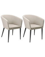 Set of 2 Garden Armchairs Beige Fabric Upholstery Steel Legs Indoor Outdoor Furniture Weather Resistant Outdoor Beliani