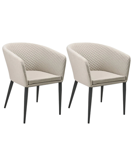 Set of 2 Garden Armchairs Beige Fabric Upholstery Steel Legs Indoor Outdoor Furniture Weather Resistant Outdoor Beliani