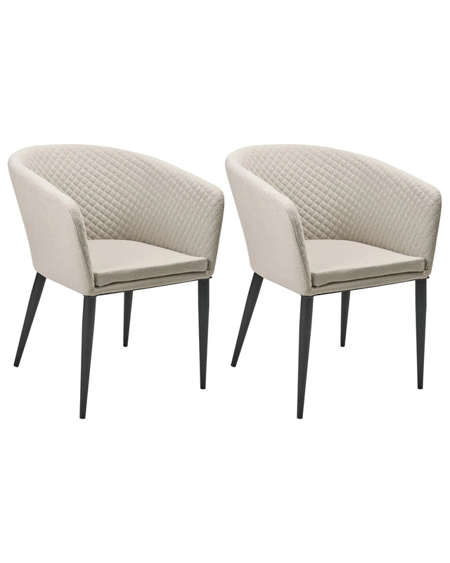 Set of 2 Garden Armchairs Beige Fabric Upholstery Steel Legs Indoor Outdoor Furniture Weather Resistant Outdoor Beliani