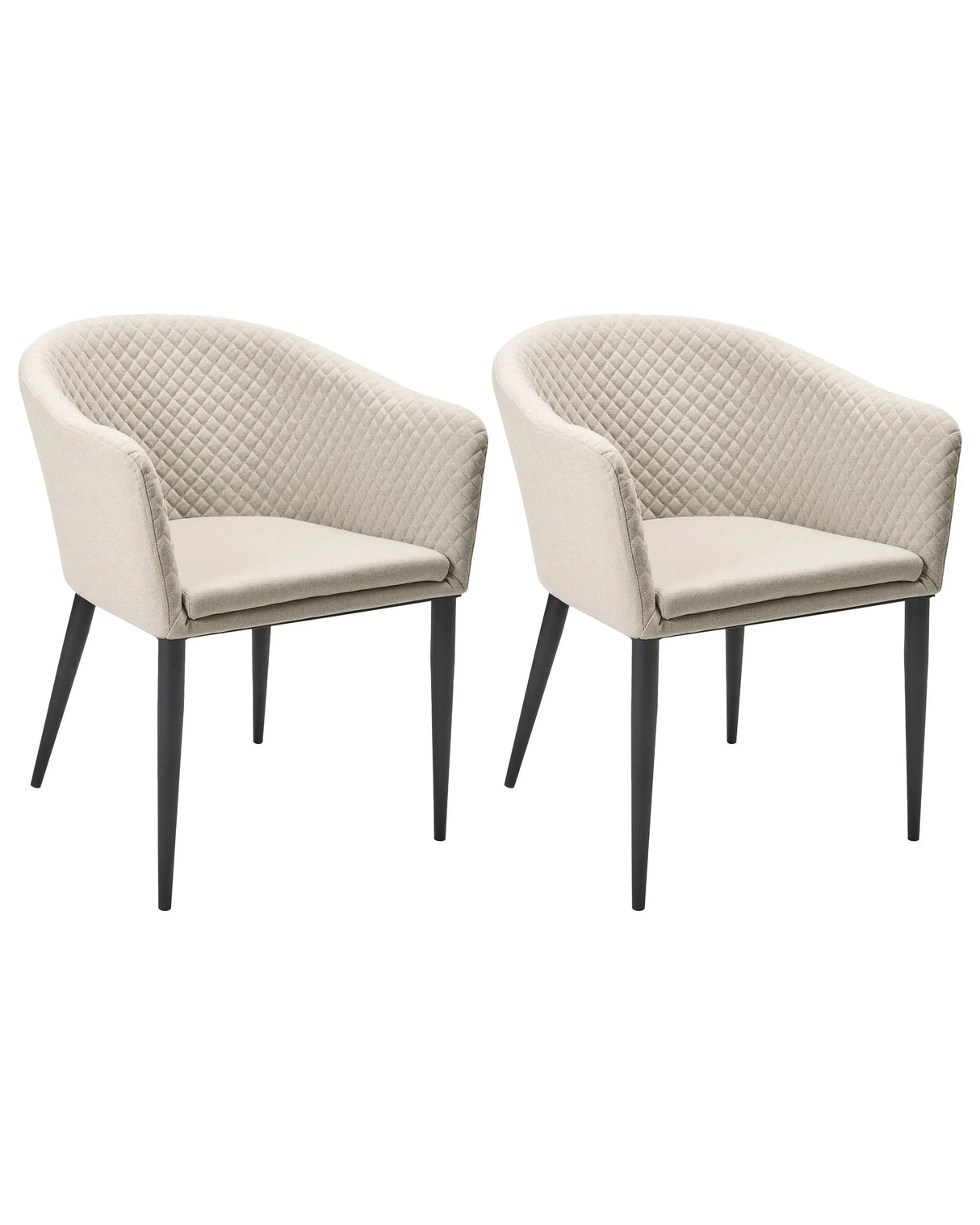 Set of 2 Garden Armchairs Beige Fabric Upholstery Steel Legs Indoor Outdoor Furniture Weather Resistant Outdoor Beliani