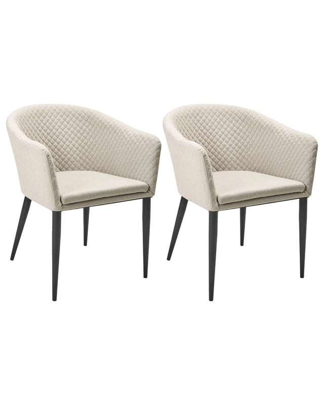 Set of 2 Garden Armchairs Beige Fabric Upholstery Steel Legs Indoor Outdoor Furniture Weather Resistant Outdoor Beliani