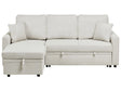 Corner Sofa Bed Light Beige Upholstery Polyester Faux Linen Storage Pillows Modern Design Beliani