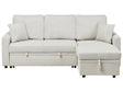 Corner Sofa Bed Light Beige Upholstery Polyester Faux Linen Storage Pillows Modern Design Beliani