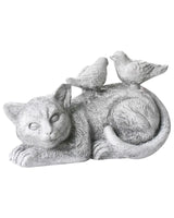 Decorative Figurine Grey MgO 22 cm Accent Piece Cat and Birds Indoor Outdoor Decoration Living Room Beliani