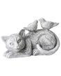 Decorative Figurine Grey MgO 22 cm Accent Piece Cat and Birds Indoor Outdoor Decoration Living Room Beliani