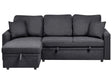 Corner Sofa Bed Black Upholstery Polyester Faux Linen Storage Pillows Modern Design Beliani
