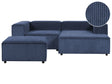 Modular Left Hand Sofa Dark Blue Cord 3 Seater Sectional Corner Sofa with Ottoman Black Legs Modern Living Room Beliani