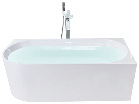 Left Corner Bath Matt White Acrylic 170 x 80 cm Overflow Control Modern Style Bathroom Beliani
