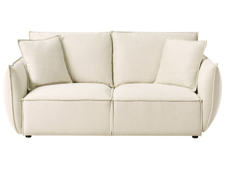 Sofa Light Beige Fabric Upholstery Low Profile Deep Wide Seat Cushioned Bakckrest Modern Cosy Beliani