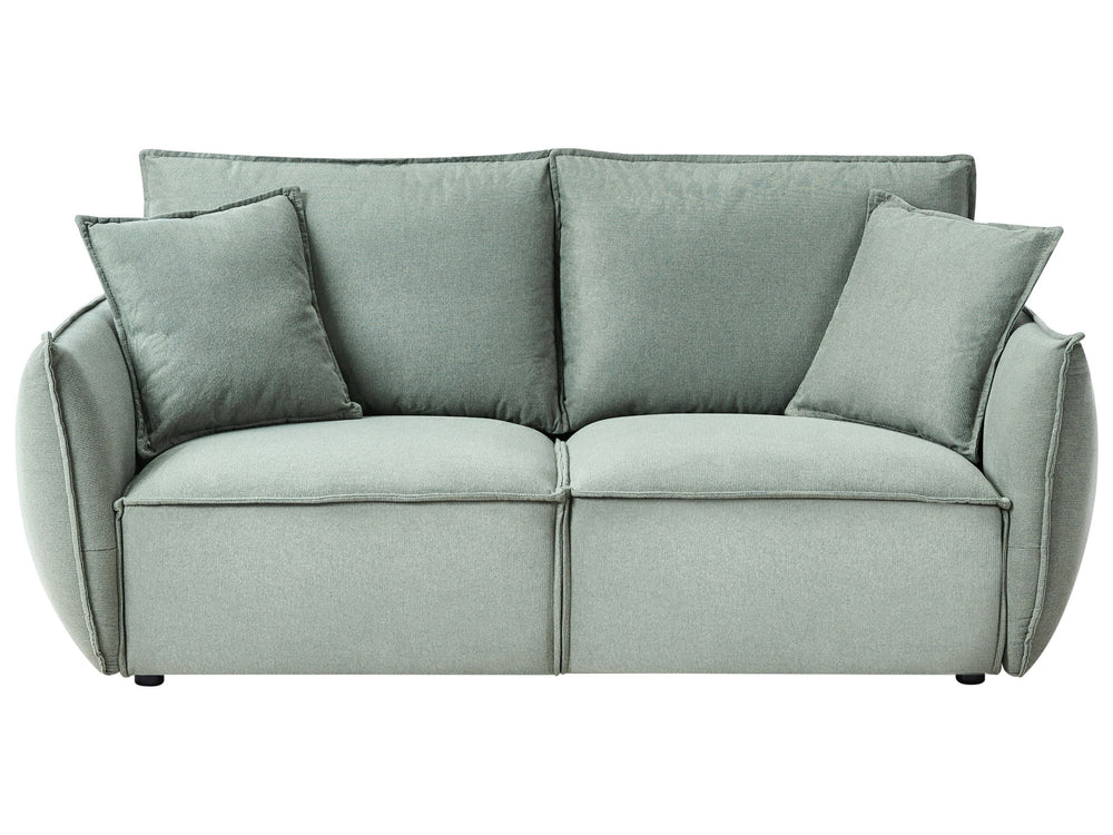 Sofa Light Green Fabric Upholstery Low Profile Deep Wide Seat Cushioned Backrest Modern Cosy Beliani