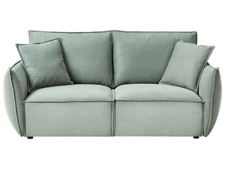 Sofa Light Green Fabric Upholstery Low Profile Deep Wide Seat Cushioned Backrest Modern Cosy Beliani