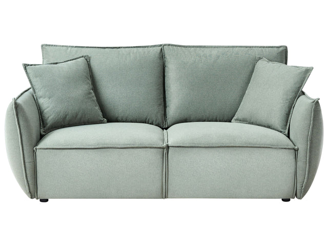 Sofa Light Green Fabric Upholstery Low Profile Deep Wide Seat Cushioned Backrest Modern Cosy Beliani