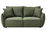 Sofa Green Fabric Upholstery Low Profile Deep Wide Seat Cushioned Backrest Modern Cosy Beliani