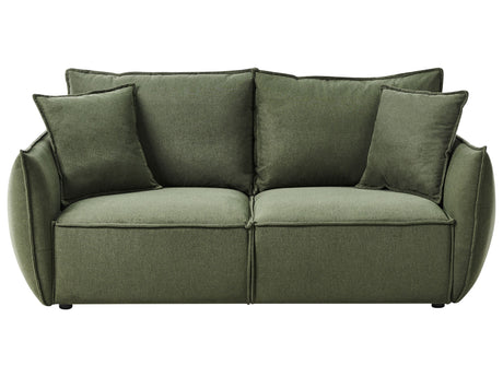 Sofa Green Fabric Upholstery Low Profile Deep Wide Seat Cushioned Backrest Modern Cosy Beliani