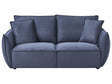 Sofa Dark Blue Fabric Upholstery Low Profile Deep Wide Seat Cushioned Backrest Modern Cosy Beliani