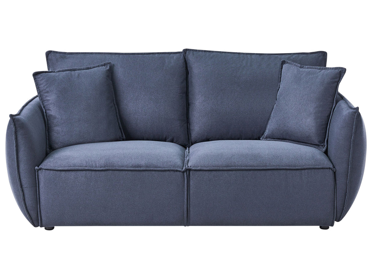 Sofa Dark Blue Fabric Upholstery Low Profile Deep Wide Seat Cushioned Backrest Modern Cosy Beliani